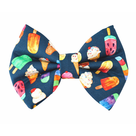 ICE CREAM (NAVY) - DAPPER DEXTER DOG BOW TIE