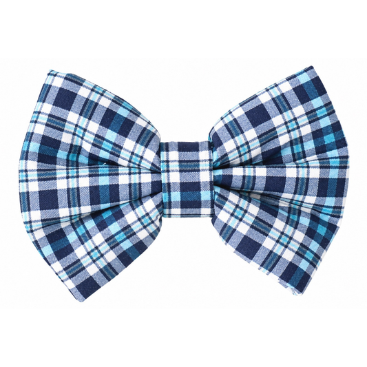 NAVY DAPPER PLAID  - DAPPER DEXTER DOG BOW TIE