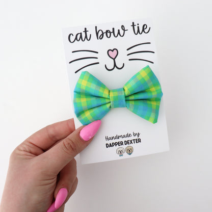 LIME PLAID - CAT BOW TIE