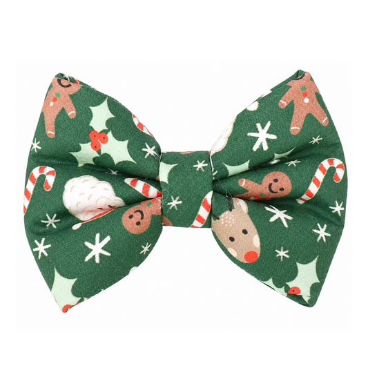 DARK GREEN CHRISTMAS ICONS - DAPPER DEXTER DOG BOW TIE