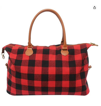 LARGE BUFFALO PLAID TOTE W/ WRISTLET (WHOLESALE)