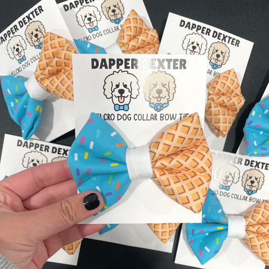 BLUE ICE CREAM CONE - DAPPER DEXTER DOG BOW TIE