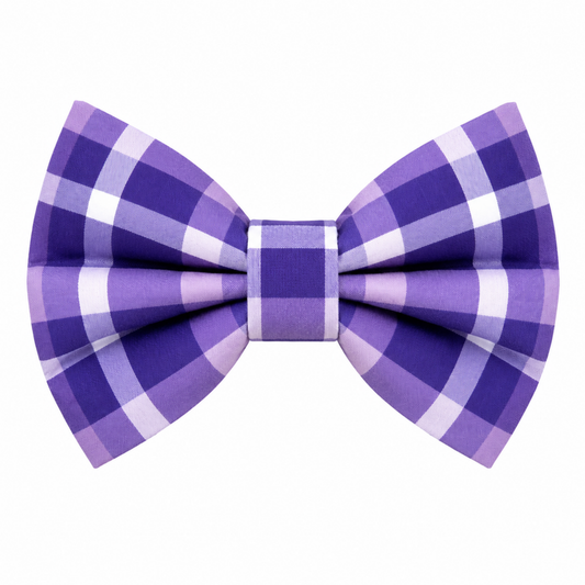 PUPRLE PLAID - DAPPER DEXTER DOG BOW TIE