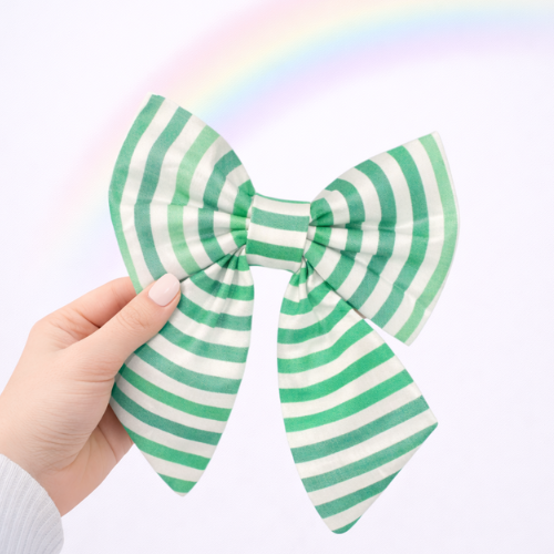 GREEN STRIPES - SAILOR BOW