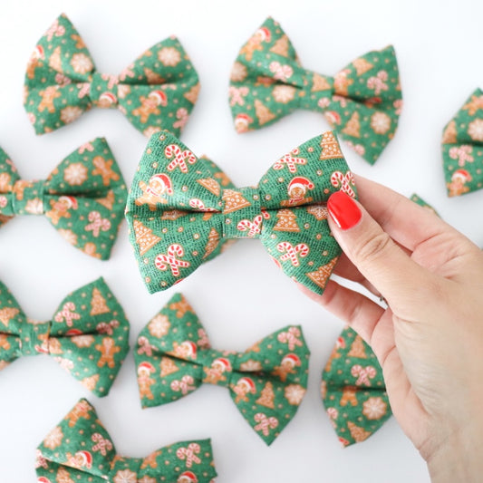 GREEN GLITTER GINGERBREAD - DOG BOW TIE BY DAPPER DEXTER