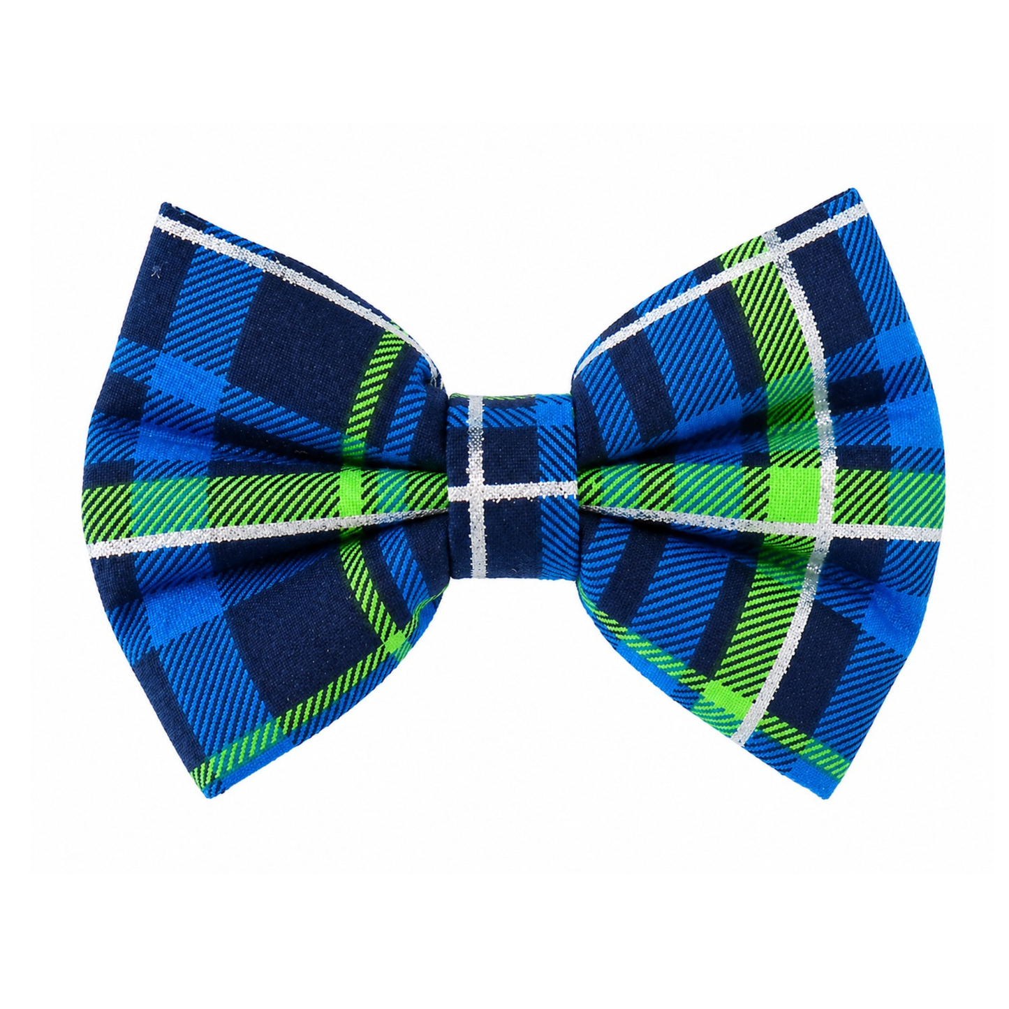 BLUE, GREEN & SILVER PLAID - DAPPER DEXTER DOG BOW TIE