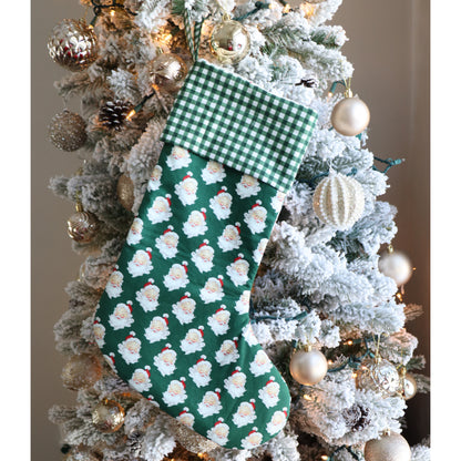 GREEN SANTA STANDARD - HANDMADE CHRISTMAS STOCKING
