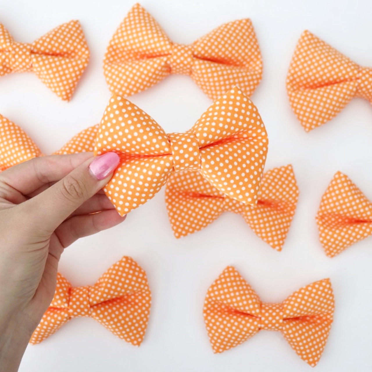 ORANGE POLKA DOTS - DOG BOW TIE BY DAPPER DEXTER