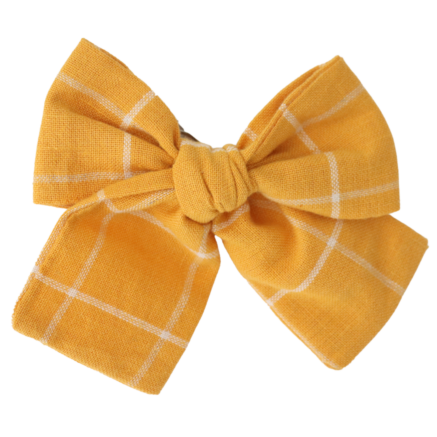 YELLOW PLAID LINEN- HAIR BOW