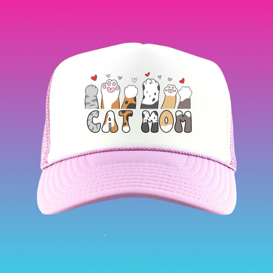 CAT MOM - LIGHT PINK TRUCKER HAT