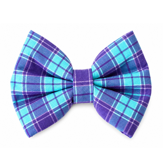 TEAL & PURPLE PLAID - DAPPER DEXTER DOG BOW TIE