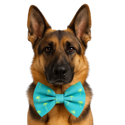 PALM TREES (TEAL) - DAPPER DEXTER DOG BOW TIE