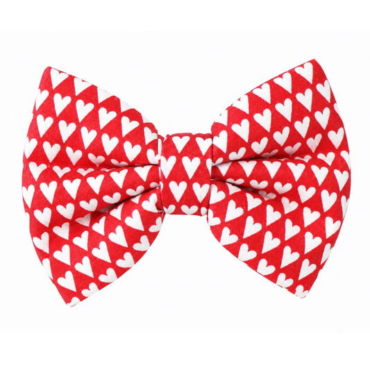 RED WITH HEARTS- DAPPER DEXTER DOG BOW TIE