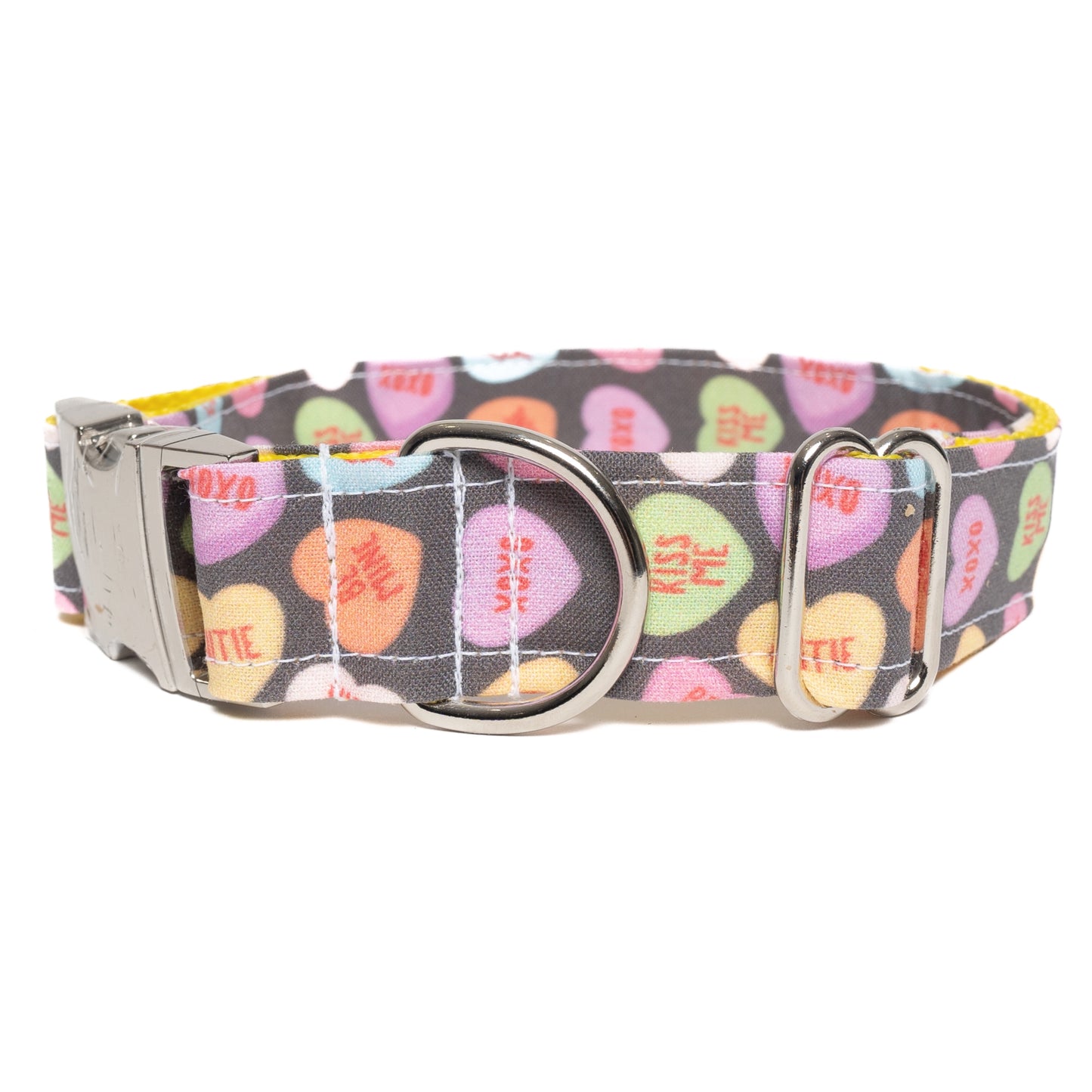 GRAY CANDY HEARTS - DOG COLLAR