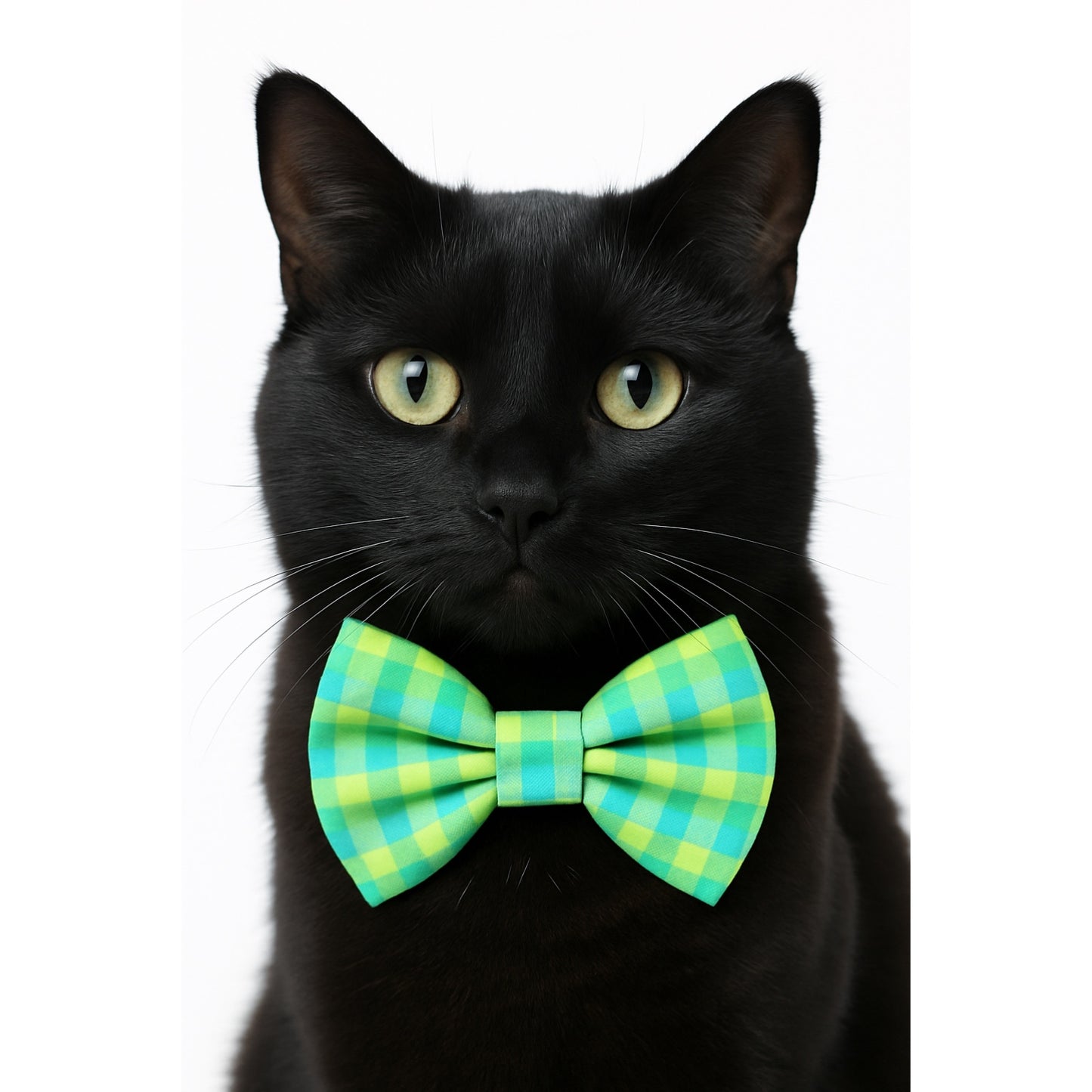 LIME PLAID - CAT BOW TIE