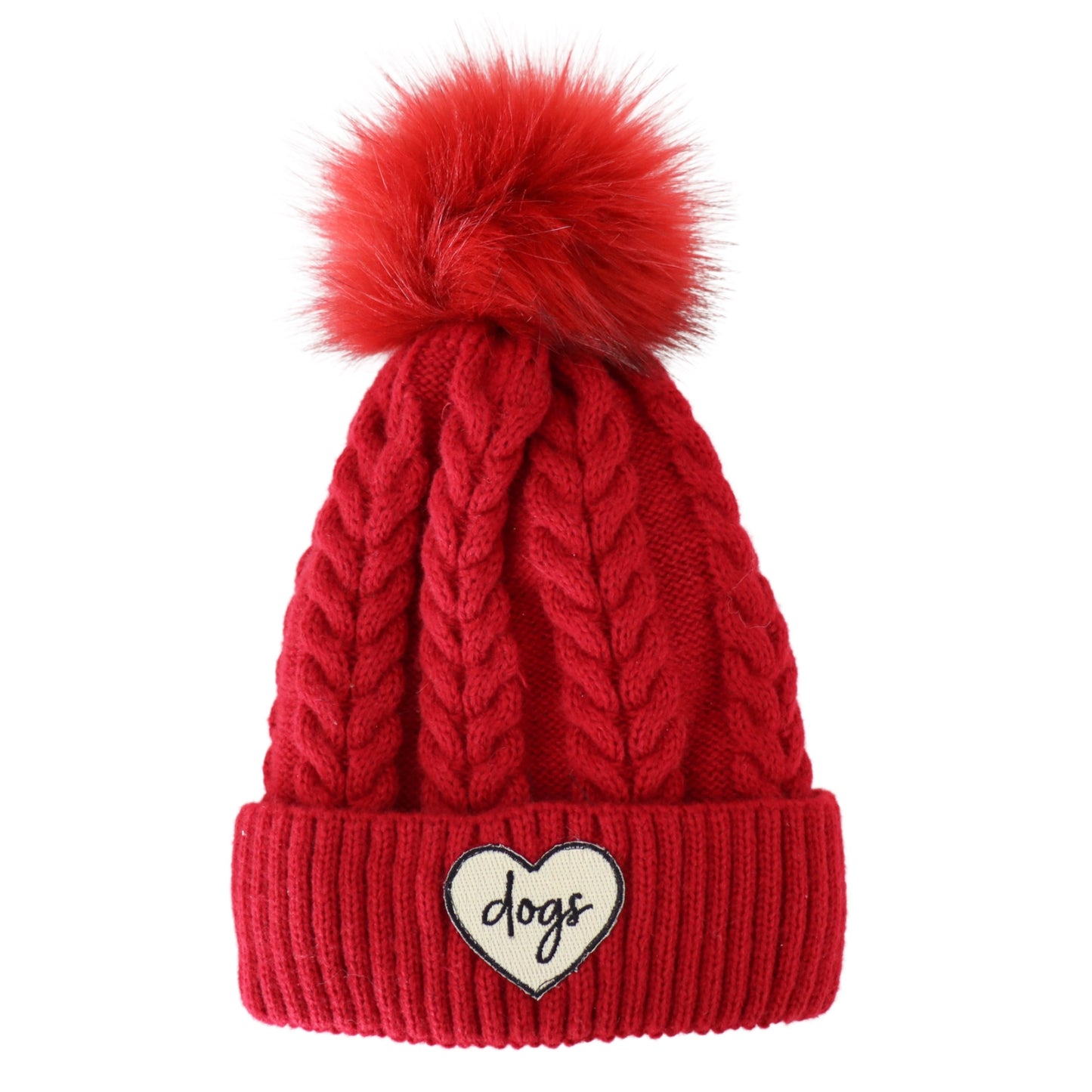 CHERRY RED WITH RED POM BEANIE