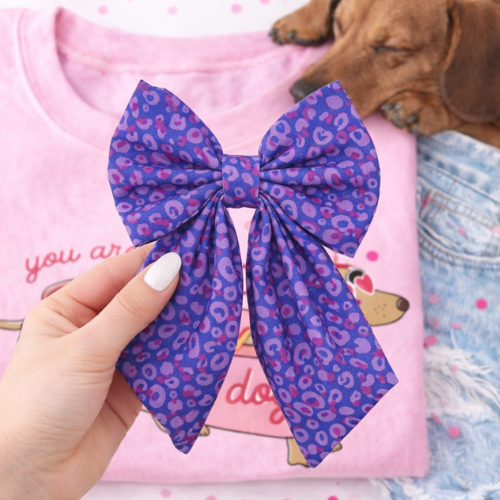 PURPLE ANIMAL PRINT - SAILOR BOW