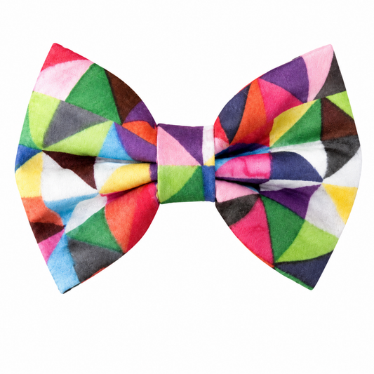 COLORFUL WATERCOLOR TRIANGLES - DAPPER DEXTER DOG BOW TIE