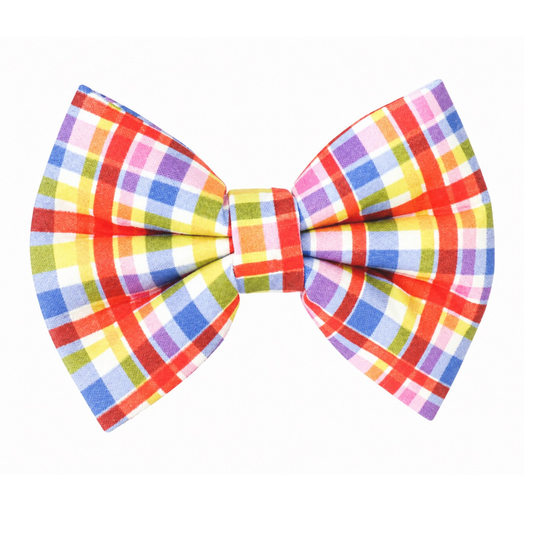 RED, YELLOW, PURPLE PLAID - DAPPER DEXTER DOG BOW TIE