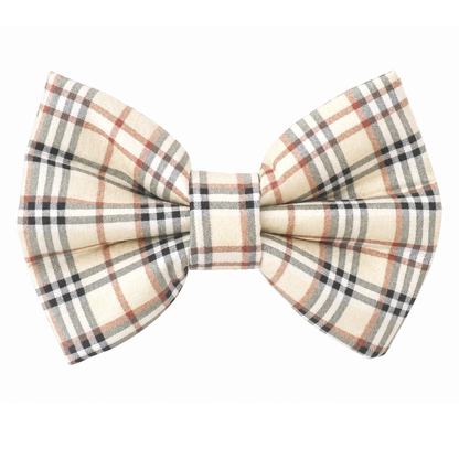 TAN PLAID- DAPPER DEXTER DOG BOW TIE