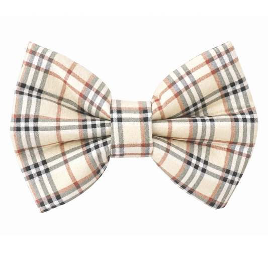 TAN PLAID- DAPPER DEXTER DOG BOW TIE