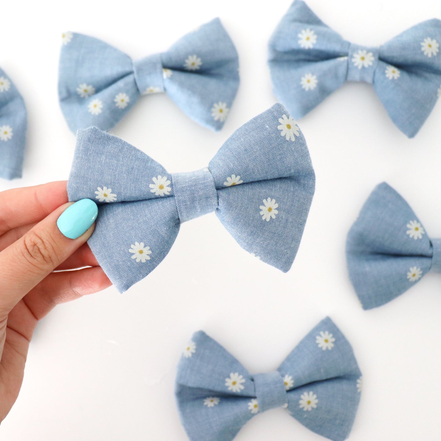 MINI DAISY ON DENIM - DOG BOW TIE BY DAPPER DEXTER