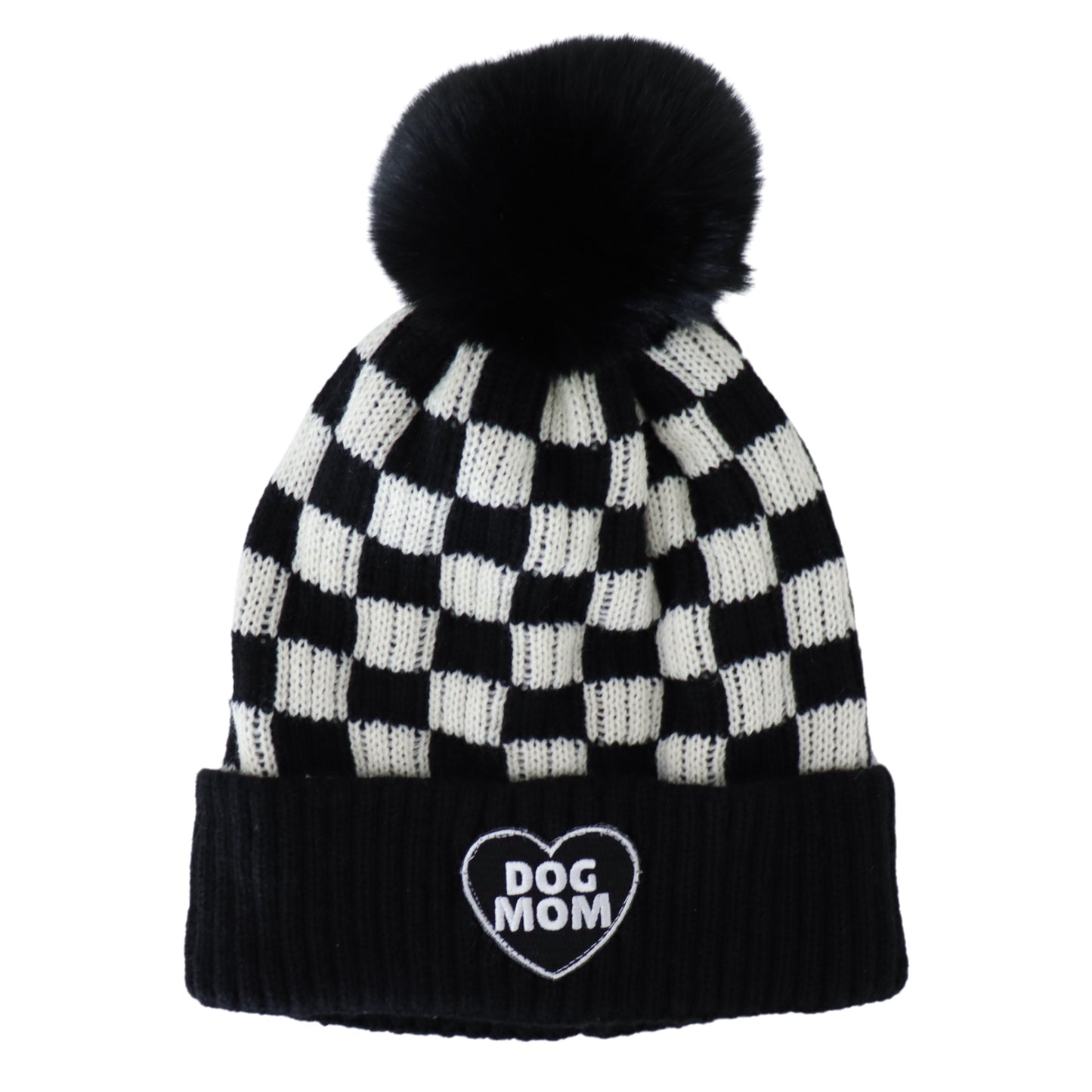 BLACK AND WHITE CHECKERED BEANIE