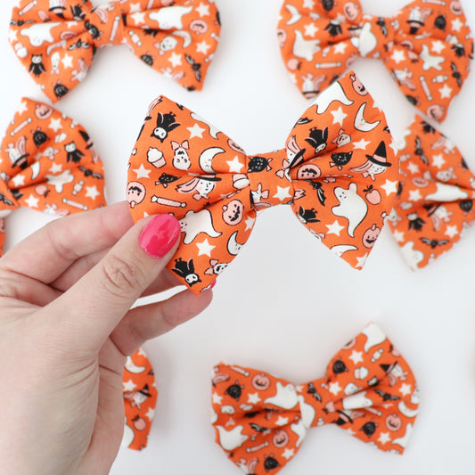 ORANGE SPOOKY CUTE- DAPPER DEXTER DOG BOW TIE