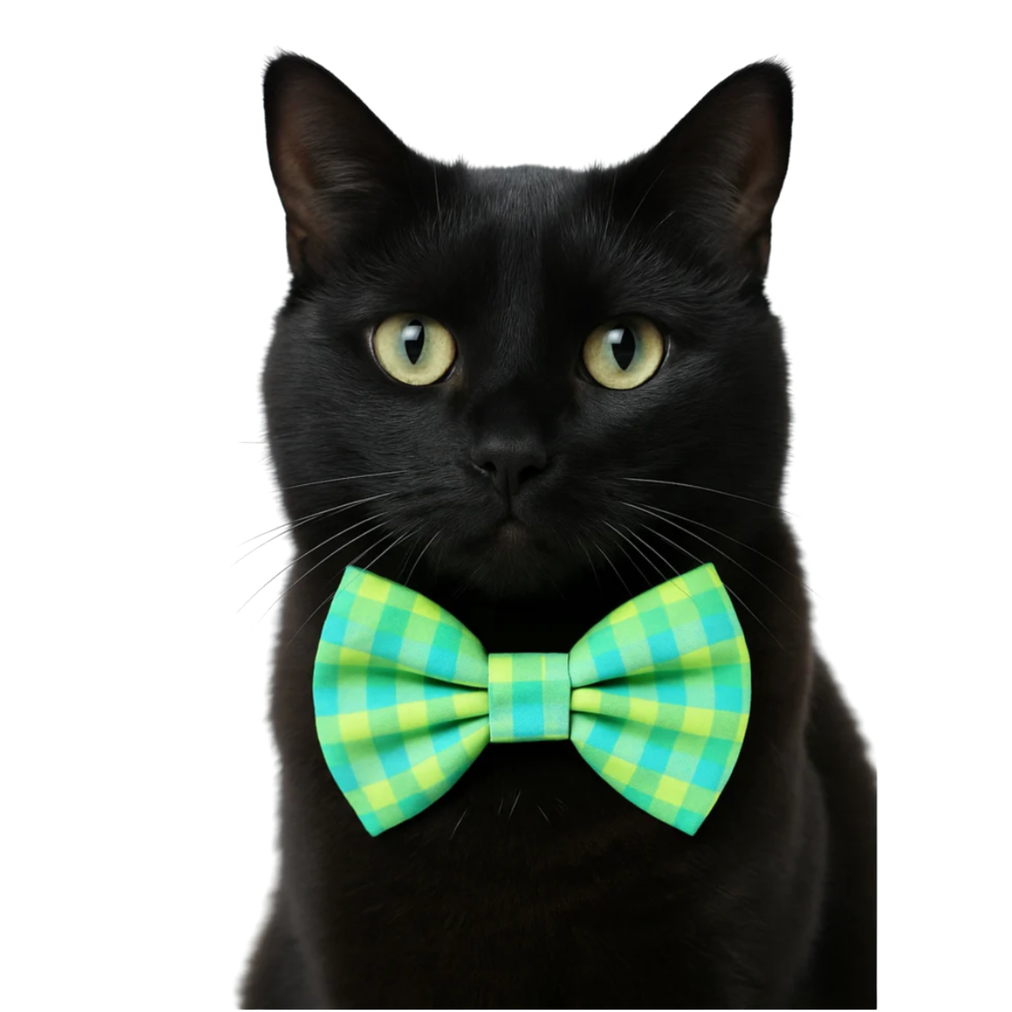 LIME PLAID - CAT BOW TIE