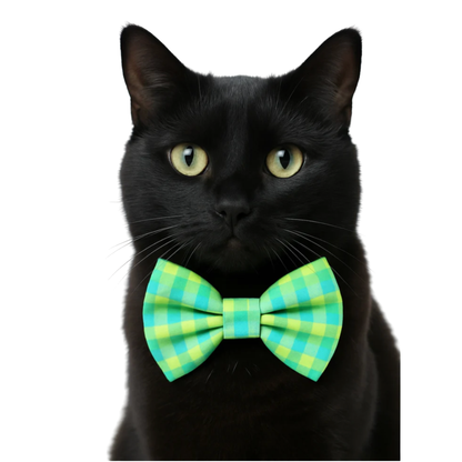 LIME PLAID - CAT BOW TIE