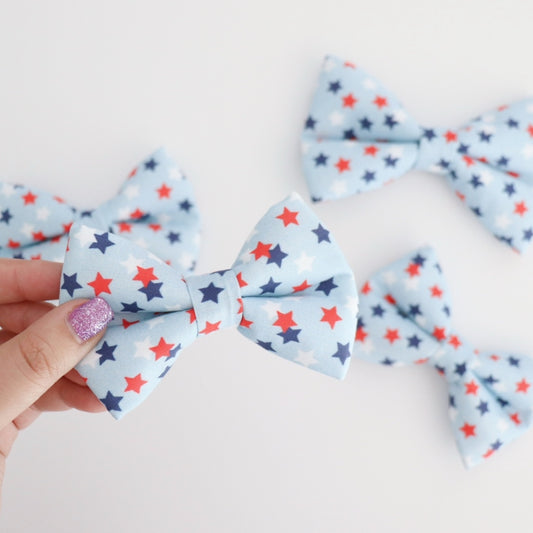 LIGHT BLUE STARS - DOG BOW TIE BY DAPPER DEXTER