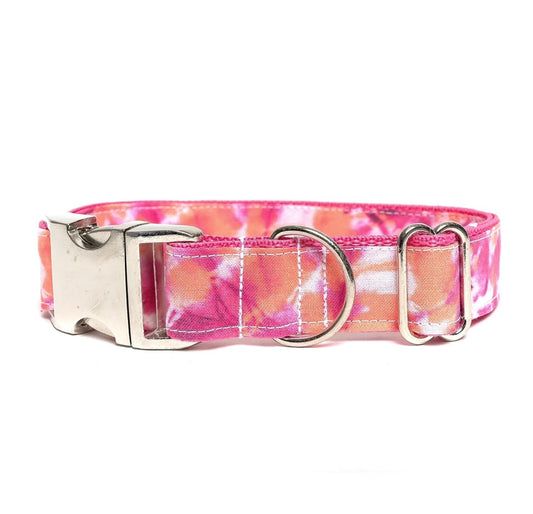 PINK ORANGE TIE DYE - DOG COLLAR