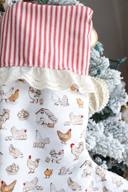 CHICKENS - HANDMADE CHRISTMAS STOCKING