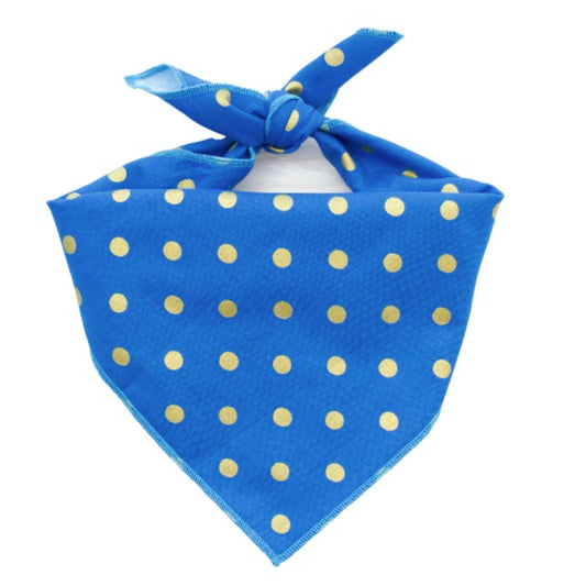 BLUE WITH GOLD DOTS -  SQUARE BANDANA