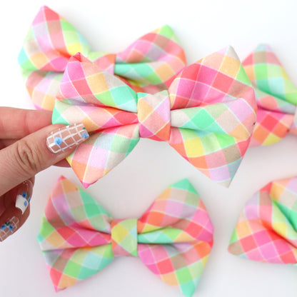 NEON PLAID - DAPPER DEXTER DOG BOW TIE