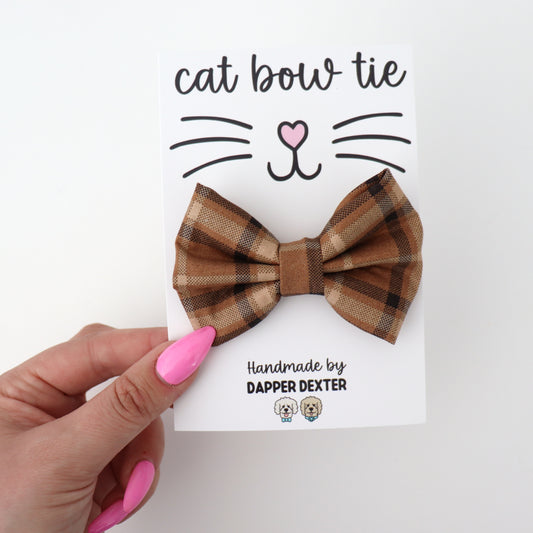 BROWN PLAID - CAT BOW TIE