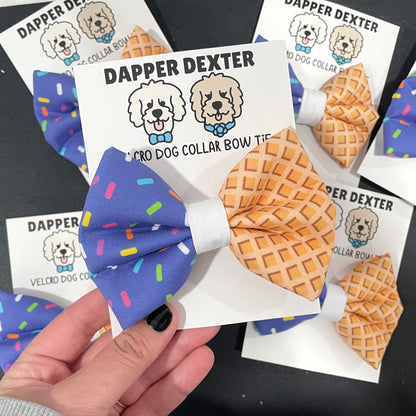 DARK BLUE ICE CREAM CONE - DAPPER DEXTER DOG BOW TIE