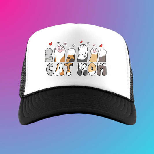 CAT MOM - BLACK TRUCKER HAT