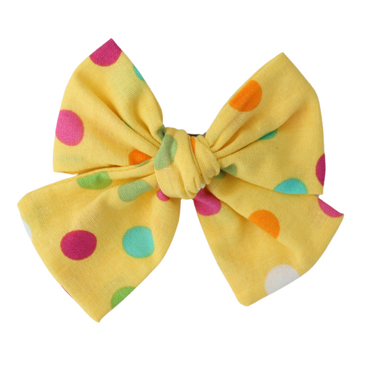 YELLOW WITH POLKA DOTS - HAIR BOW