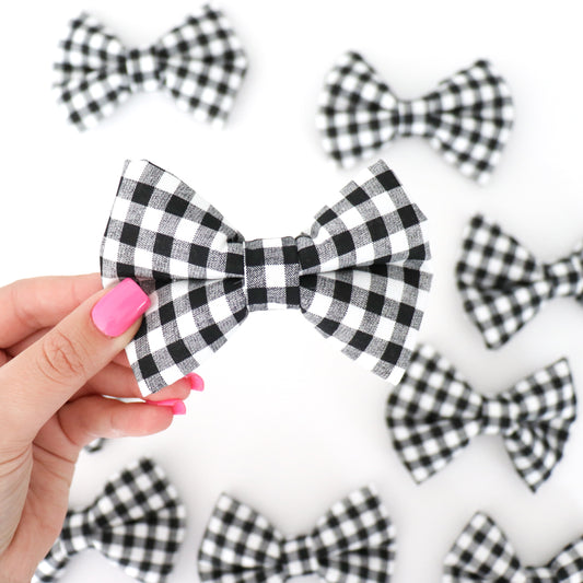 BW GINGHAM PLAID - DOG BOW TIE BY DAPPER DEXTER