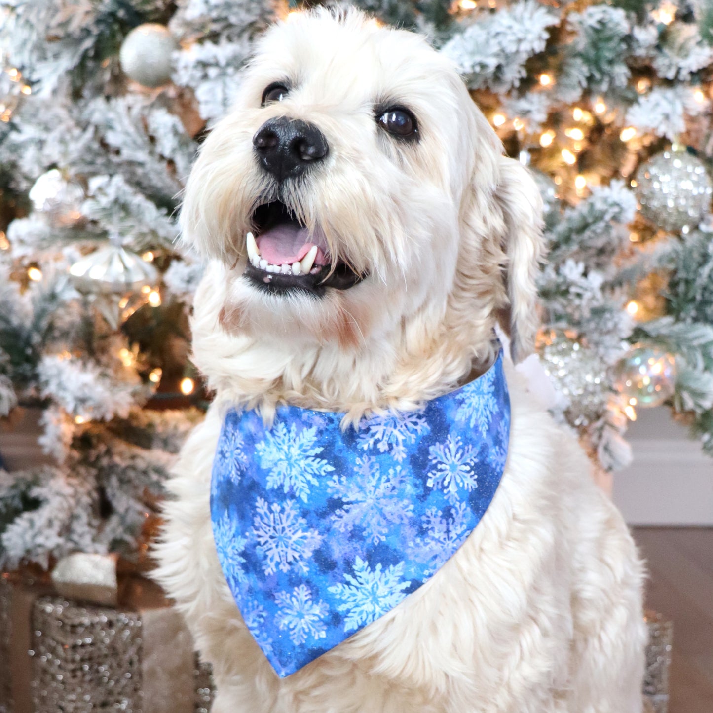 GLITTER SNOWFLAKES  -  CLASSIC DOG BANDANA