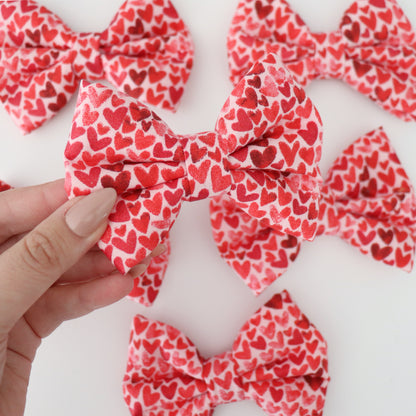METALLIC RED HEARTS - DAPPER DEXTER DOG BOW TIE