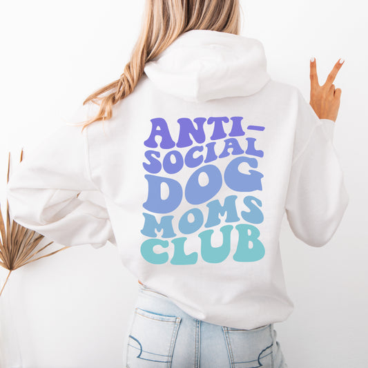 ANTI SOCIAL DOG MOMS CLUB - WHITE HOODED SWEATSHIRT