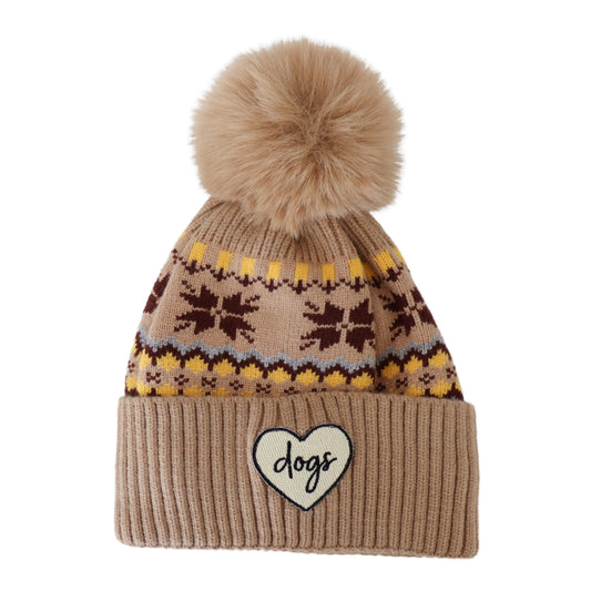 TAN GEOMETRIC BEANIE