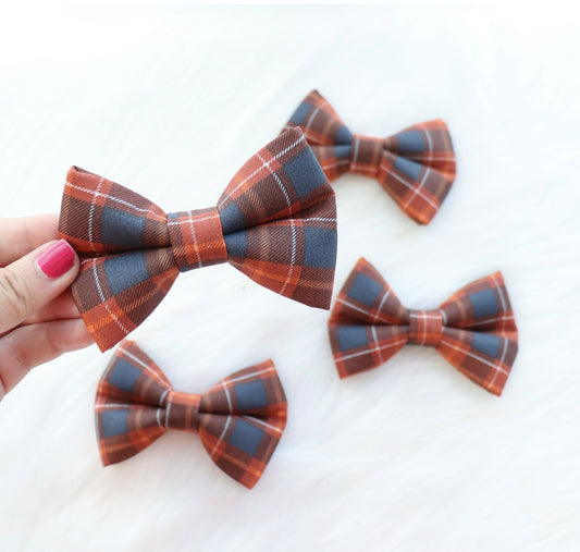 RUST AND NAVY PLAID - DOG BOW TIE BY DAPPER DEXTER