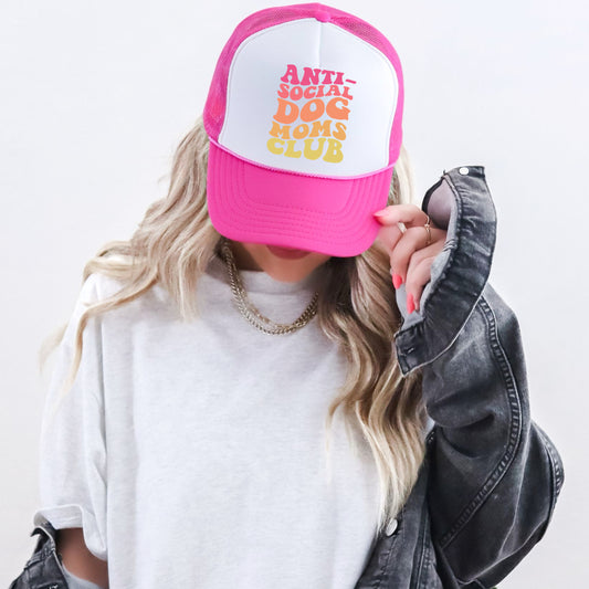 ANTI SOCIAL DOG MOMS CLUB - NEON PINK TRUCKER HAT