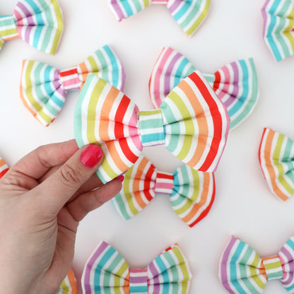 BEACH UMBRELLA STRIPES- DAPPER DEXTER DOG BOW TIE