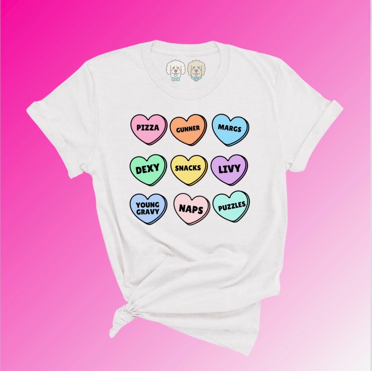 CUSTOMIZED CANDY HEARTS- WHITE TSHIRT