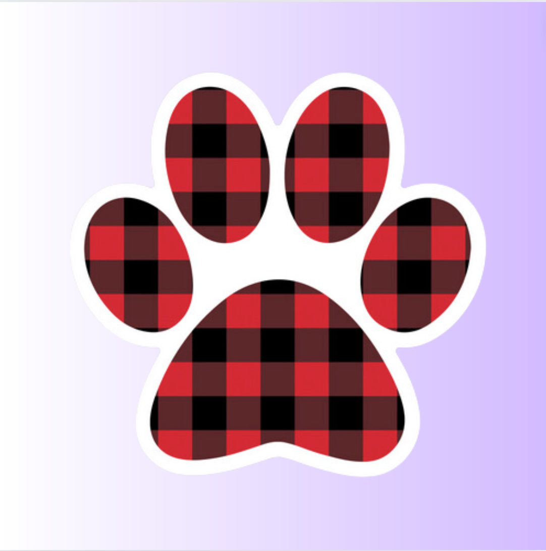 BUFFALO PLAID PAW PRINT - STICKER