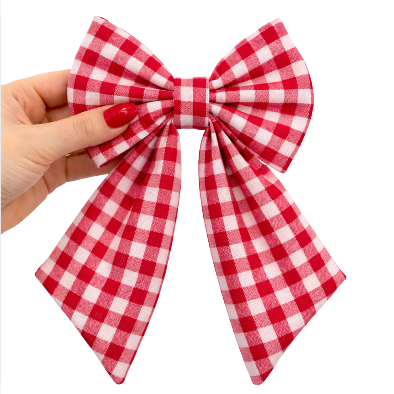 RED & WHITE PICNIC PLAID - SAILOR BOW